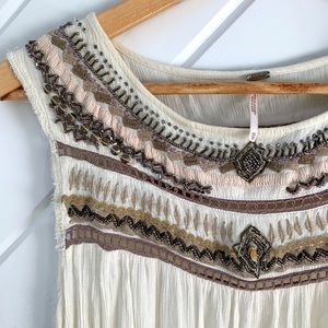 Free People beaded ivory dress